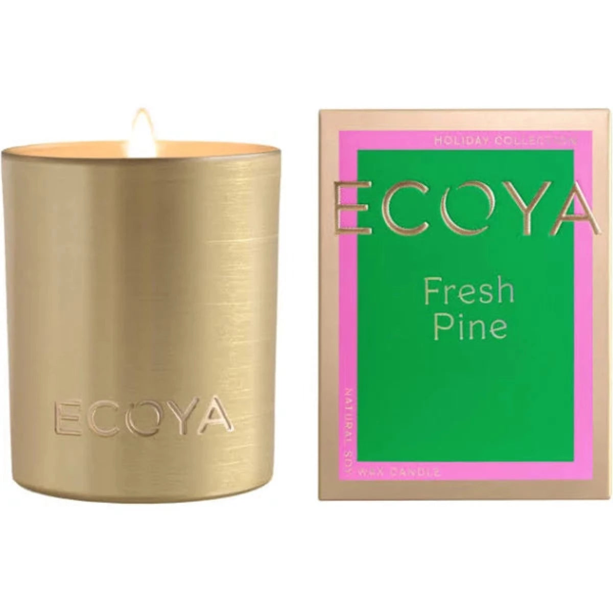 Luxurious Ecoya Candle Pine scented Goldie Candle "Holiday Collecti