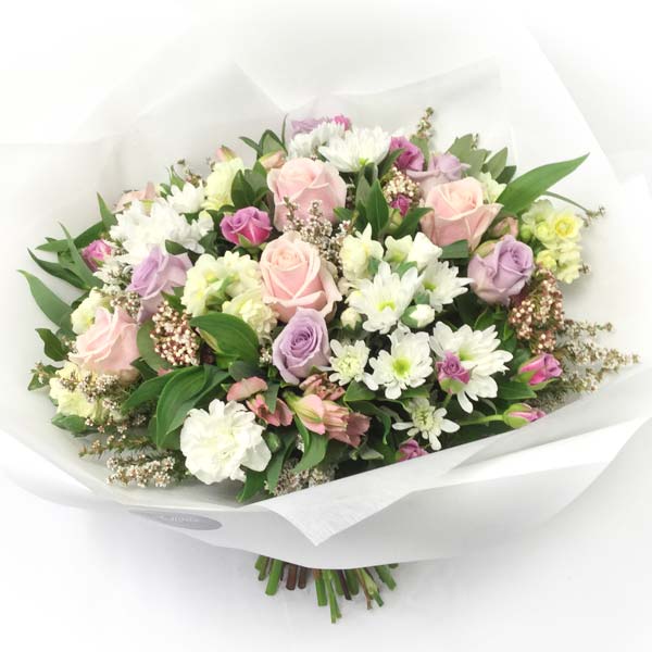 pastel pink and purple flower bouquet