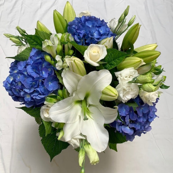 Stunning Blue and White scented Flower Bouquet