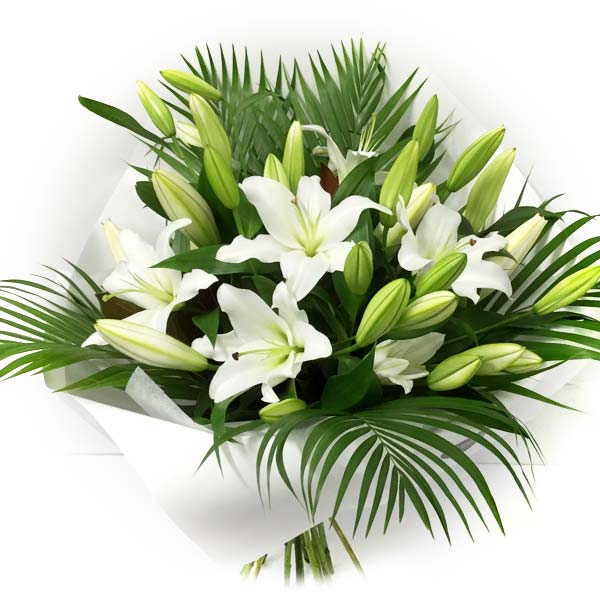 White lily bouquet sympathy flowers chch